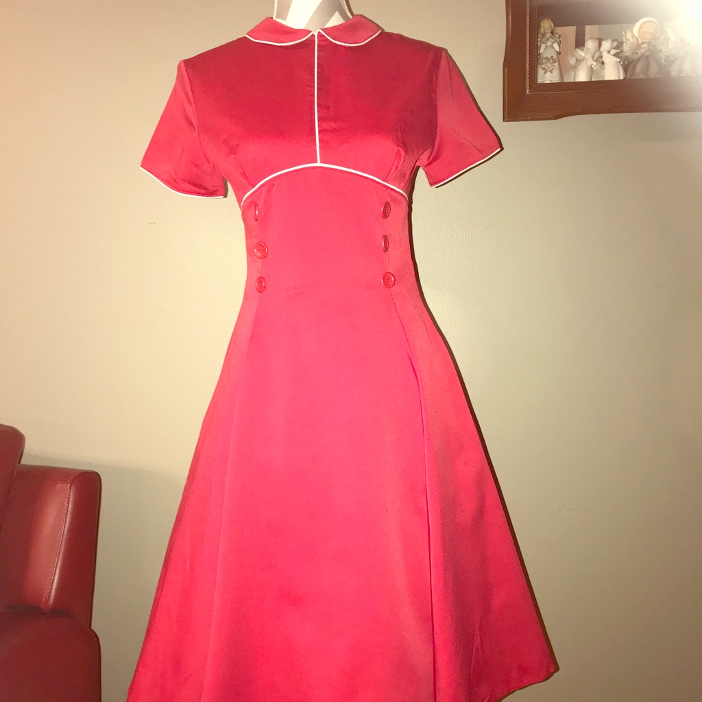 Retro Style Sleek Fit Flare Red Dress